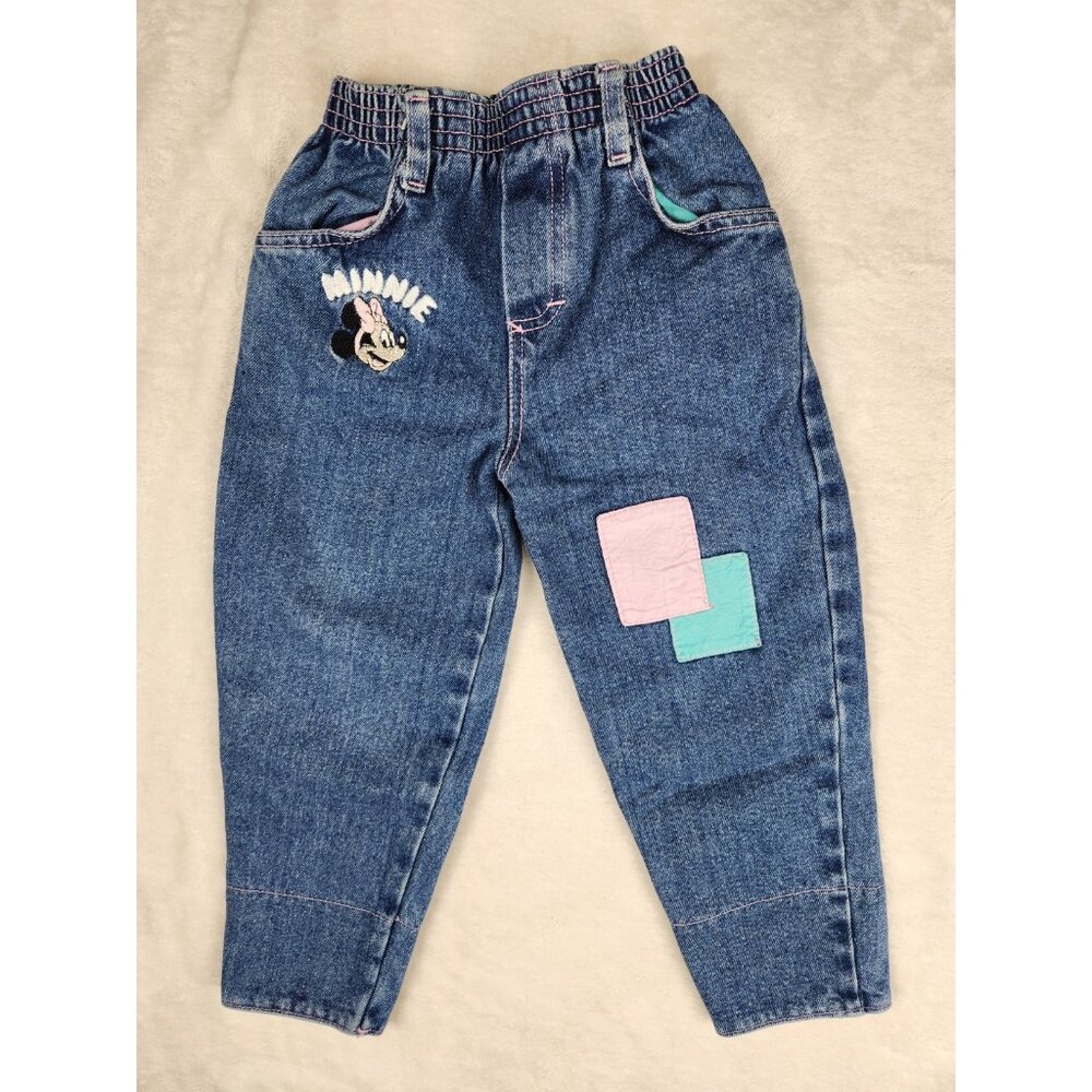 Vintage Disney Minnie Mouse‎ Kids Size 3 Jeans Stretchy Waist Denim Mouse Gear